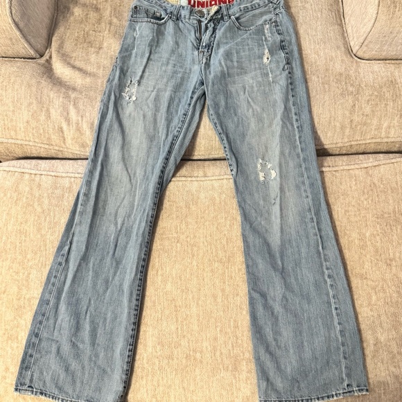 UNIONBAY Men’s Light Wash Distressed Bootcut - Picture 1 of 5